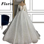 Блестящее свадебное платье с бусинами 2020 Vestidos De Noiva, свадебные платья с кристаллами на Ближнем Востоке, Пышные свадебные платья, платья для невесты