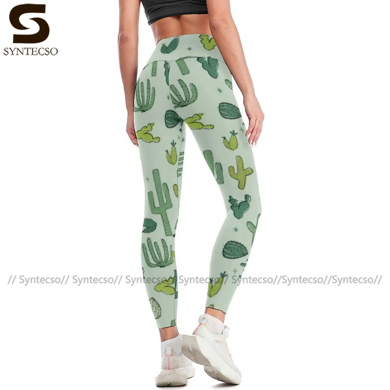 Женские Леггинсы для йоги с завышенной талией и принтом кактуса|Штаны йоги| |