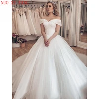 vestido de noiva 2022 shining wedding dress off the shoulder luxury beaded bridal ball gown luxury brautkleid robe de mariage