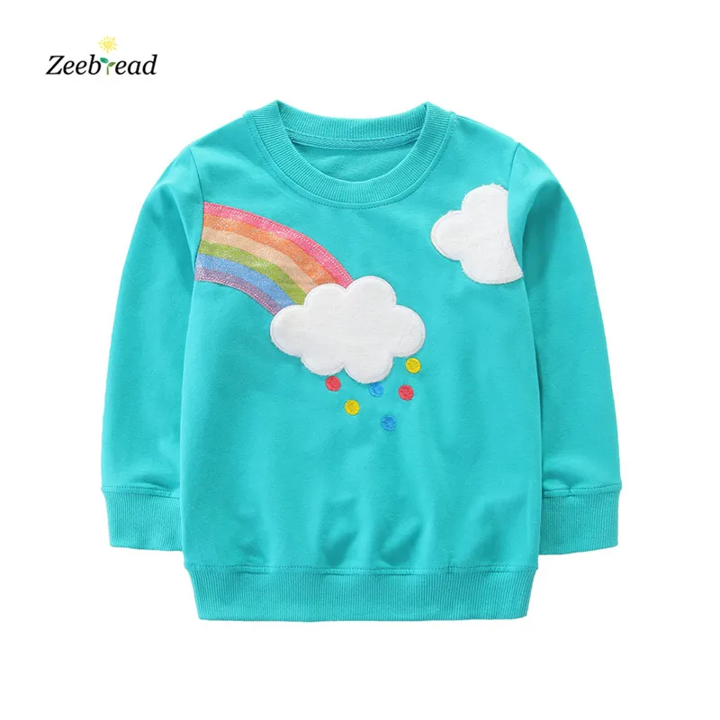 Новинка модные хлопковые свитшоты zeeхлеба для девочек с радужной вышивкой