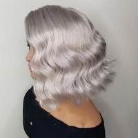 BYMC Grey Bob Wig Short Lace Front Human Hair With Side Part Grey Wigs Pre Plucked Glueless With Baby Hair Transparent Lace