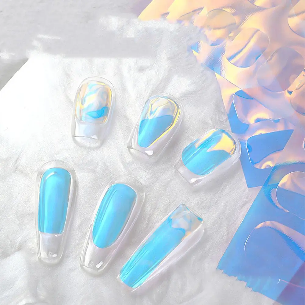 

Aurora Nail Sticker Ice Transfer Laser Cellophane Finished Product 3D Foil Nail Art Decoration Manicure Tools For Gel Polish