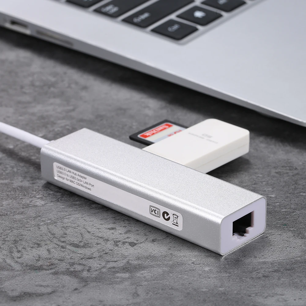 

USB3.0 to Ethernet LAN RJ45 Network Card Adapter with USB3.0 Hub 3 Ports USB3.0 Hub for Laptop