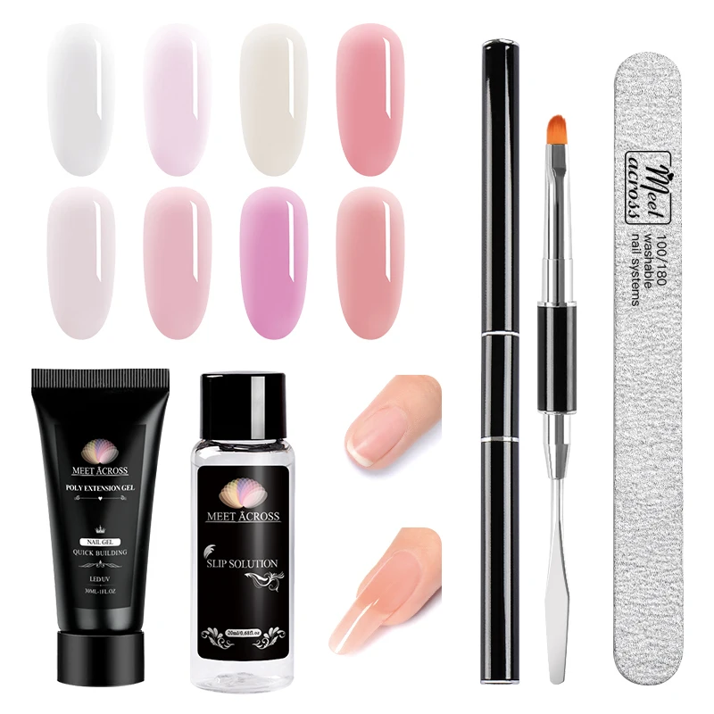 30 мл полигель для наращивания ногтей прозрачный розовый дизайн УФ гель