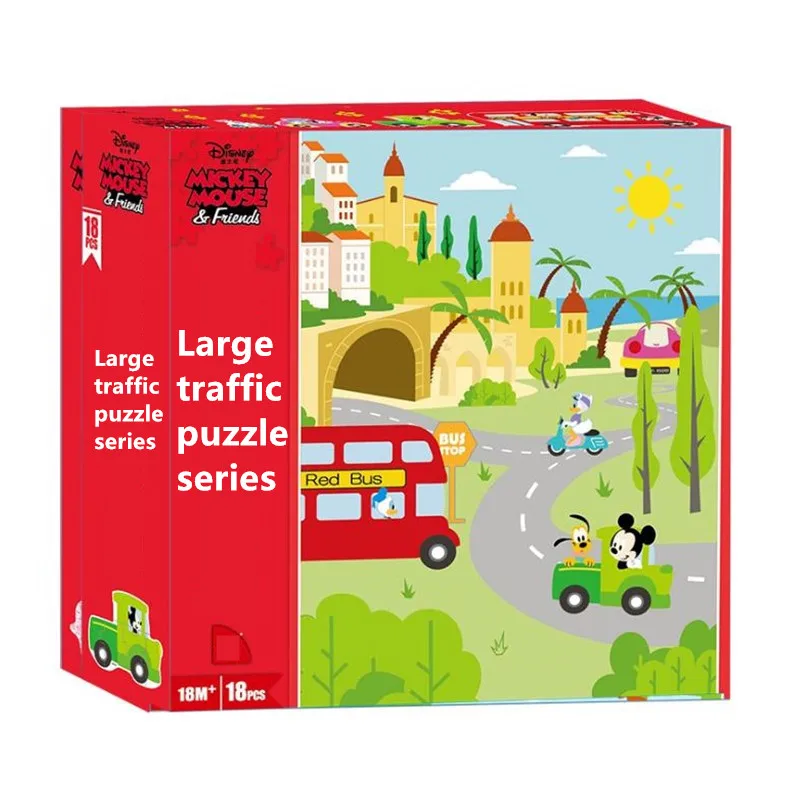 

Disney Mickey Traffic Paper Jigsaw Baby Puzzle Cartoon Car 1-3 Years Old for Children in Early Education Learning Toys