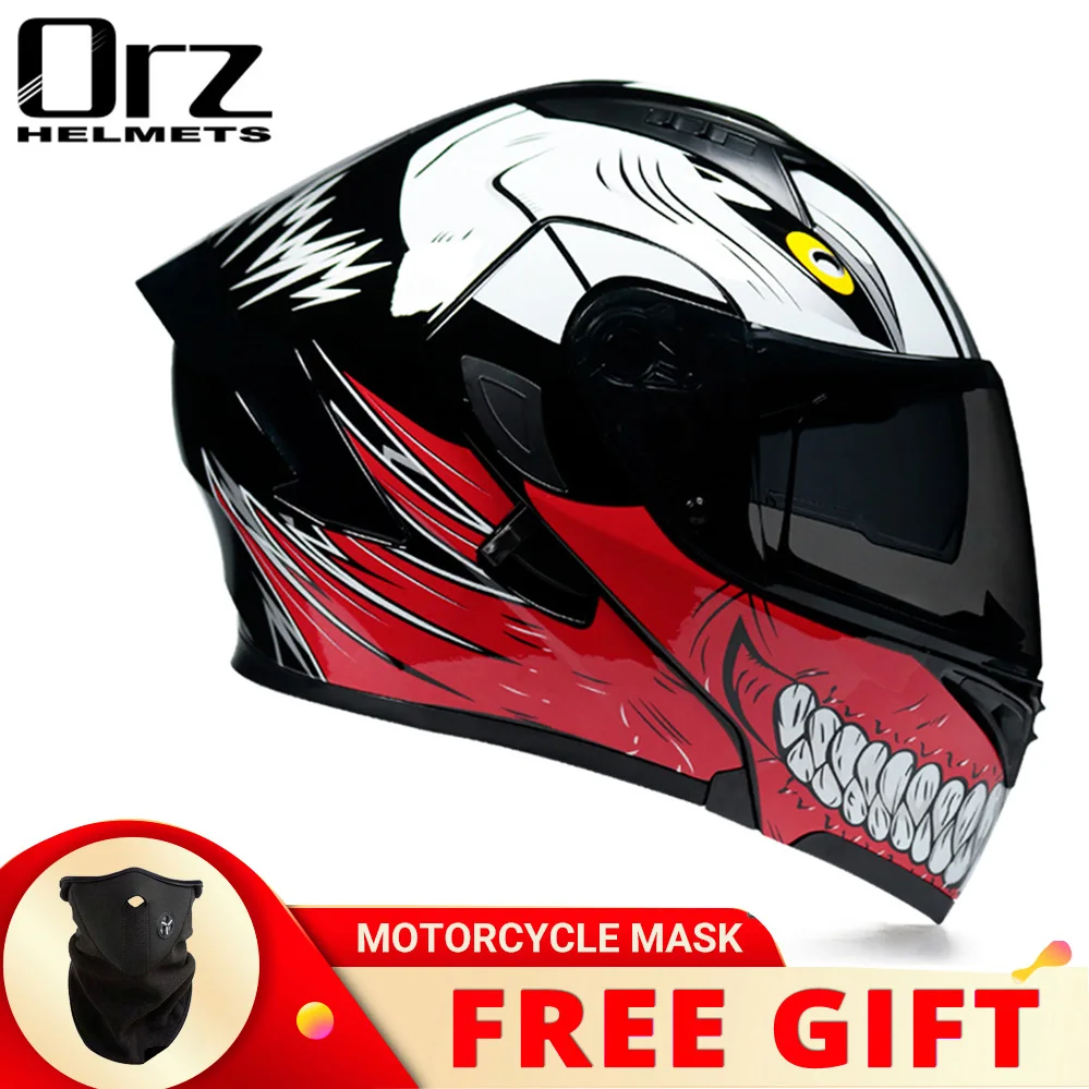 Мотоциклетный шлем Orz для мужчин и женщин модульный гоночный на все лицо одобрен