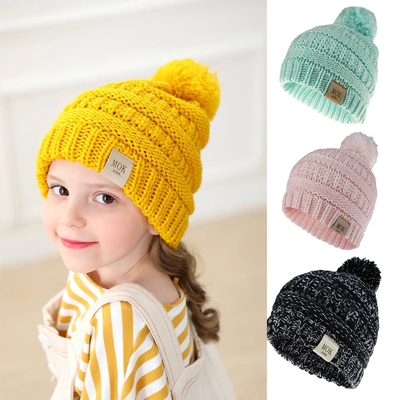 Милые вязаные шапочки для мальчиков и девочек зимние флисовые шапочки|Мужская