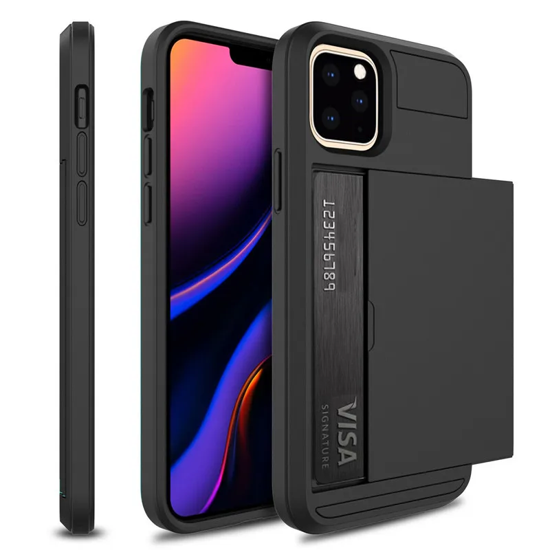 Противоударный чехол для iphone 11 Pro Max Hybrid Slide Armor Cover для iphone 6 6s 7 8 plus X XS XR Слоты Кошелек держатель для карт Coque