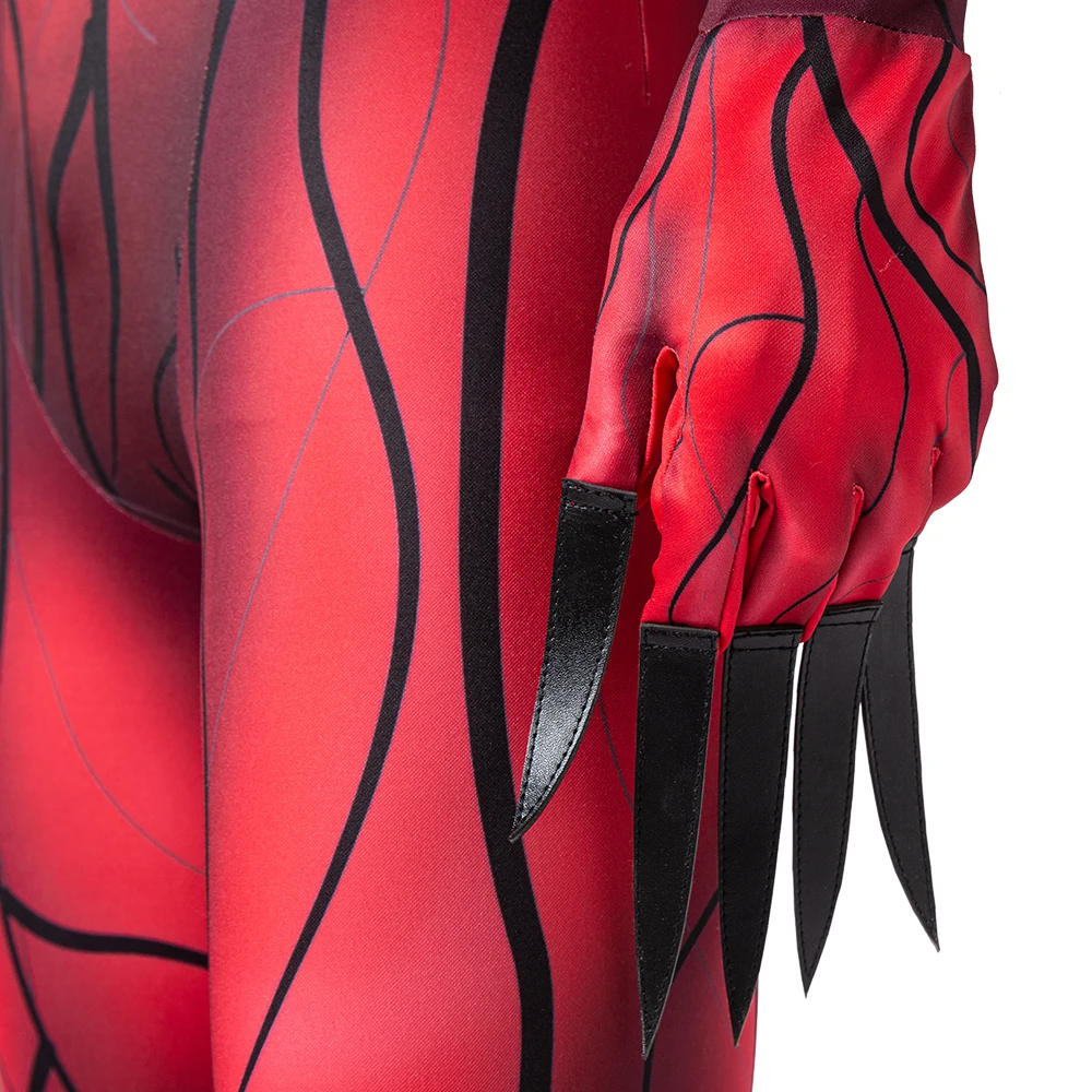 

ManLuYunXiao Venom Cosplay Costume Tom Hardy Jumpsuit Red Headgear Mask Halloween Outfit Mens Bodysuit Custom Made