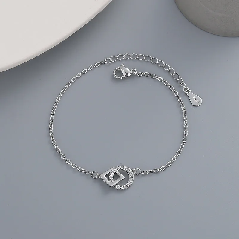 Серебряная цепочка из звеньев циркониевый квадратный круглый очаровательный