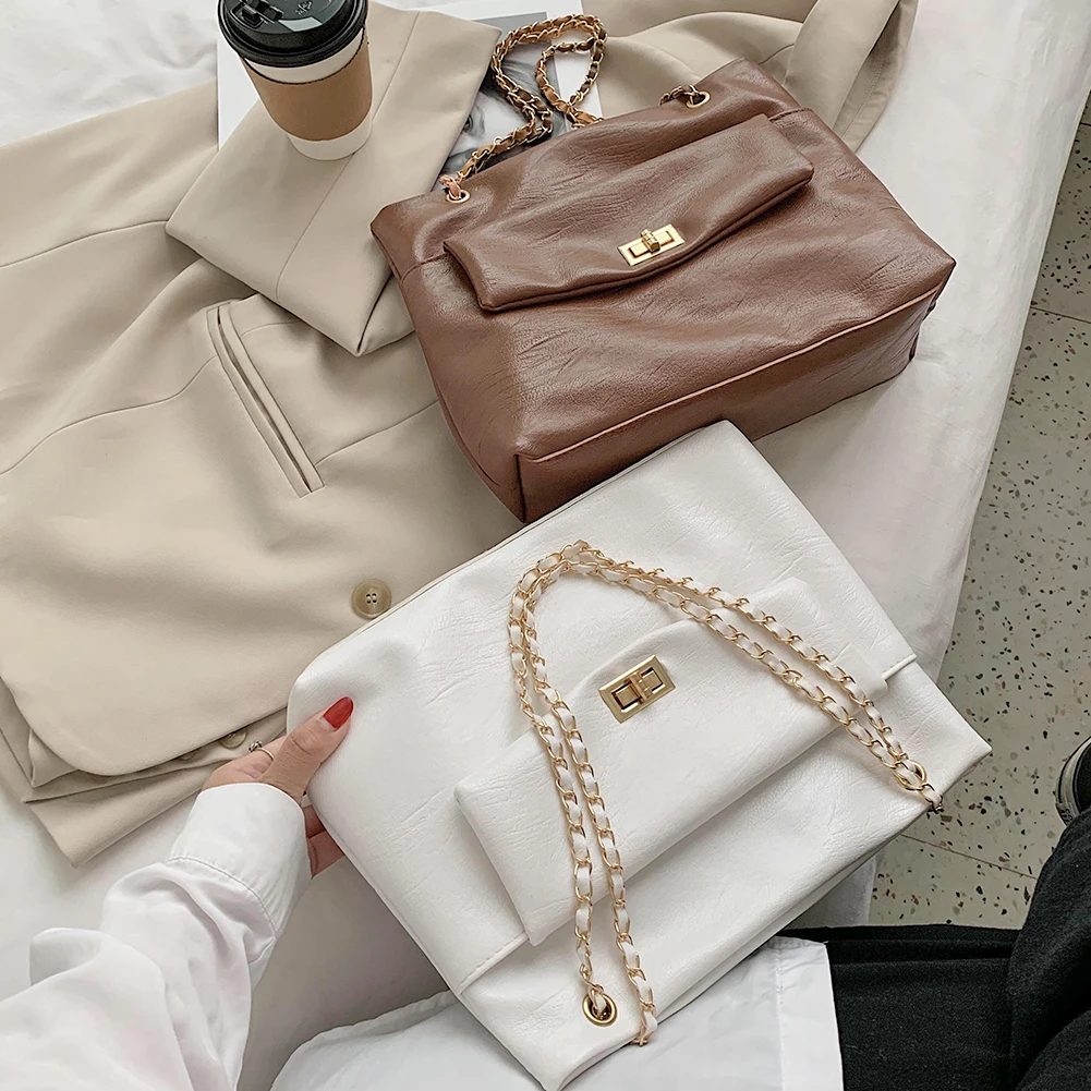 

Casual PU Solid Color Daily Commuter Tote Lady Big Capacity Shoulder Bag Satchel Fashion Exquisite Shopping Bag