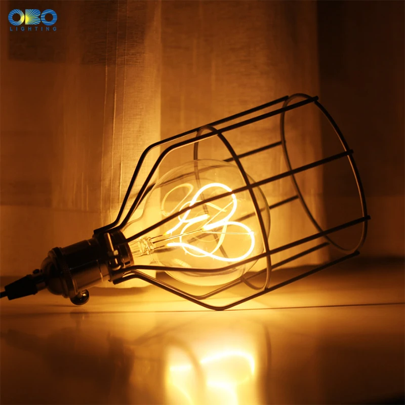 Винтаж подвеска в виде вилки лампа железная клетка абажур E27 1 7 м с выключателем