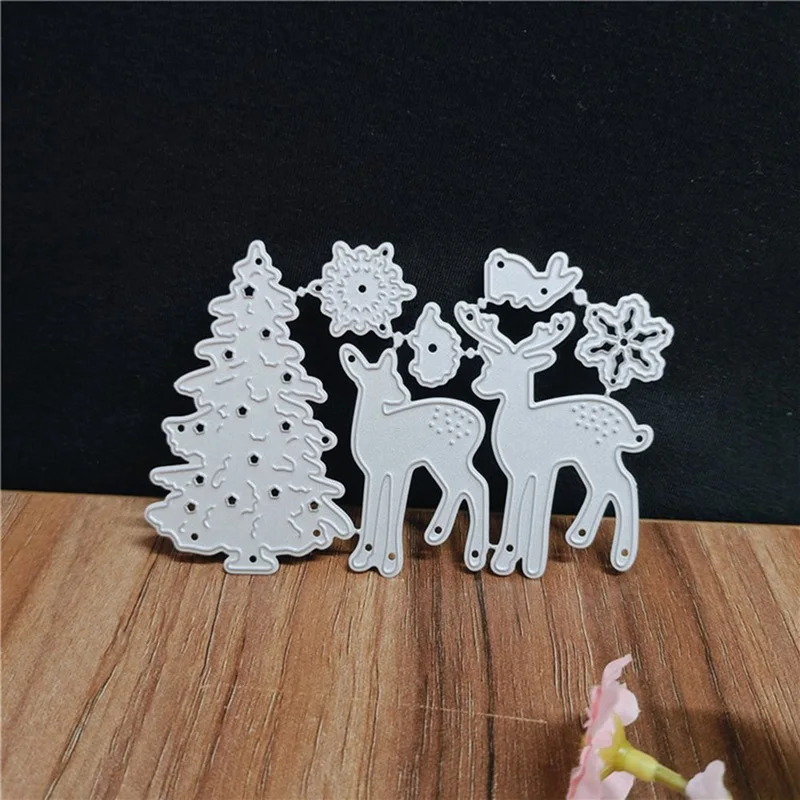 

Creative Christmas Deer Tree Snowflake Metal Cutting Dies For Scrapbooking Stencil Craft Paper Knife Mould DIY Card Making Die