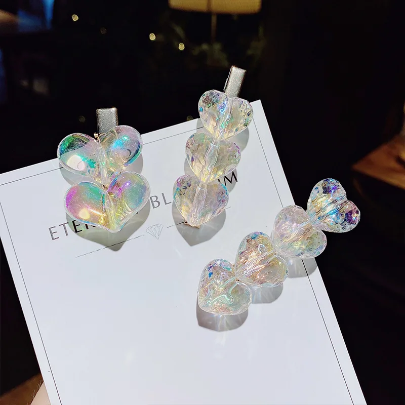 Романтическая Заколка-пряжка в форме сердца прозрачные боковые заколки для