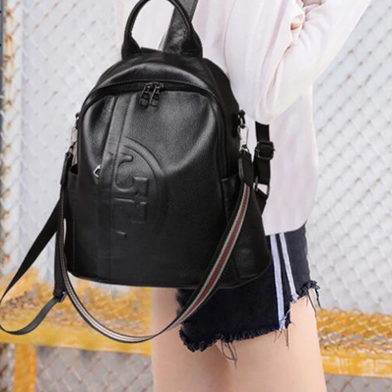 

Travel Women's Leather backpack Real cowhide backpack female bag High Quality Genuine LeatherBag student bag schoolbag bag