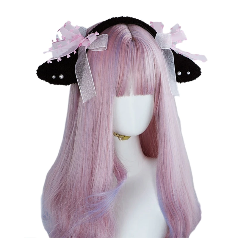 Повязка на голову для косплея с ушками ягненка бантом плюшевые овечьи уши