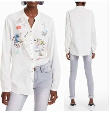 9 Espanhol ° varios Estilos Impressos e Camisas das Mulheres Emendados(1 - Цвет: 9