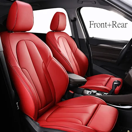 Red Кожаные чехлы для сидений автомобиля на заказ для NISSAN X-Trail Qashqai SYLPHY Geniss LIVINA March Tiida Teana чехлы для сидений автомобилей - Название цвета: Red