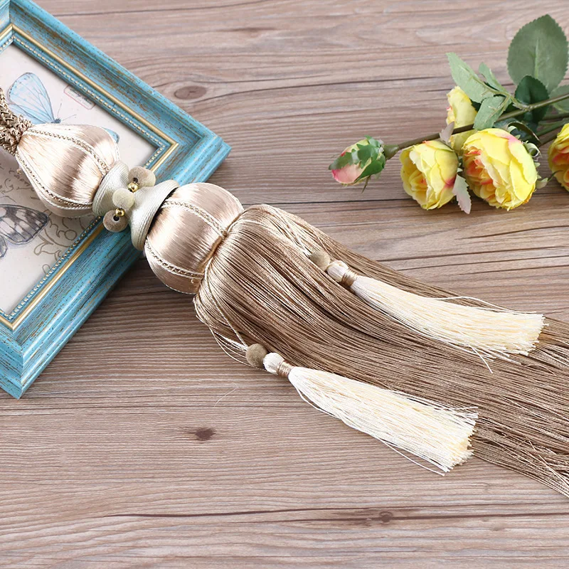 

2pcs Pair Curtain Accessory Hanging Belt Ball Beige/Red/Blue Tassel Tieback Curtain Decoration Curtain Pendant CP-HM661#30