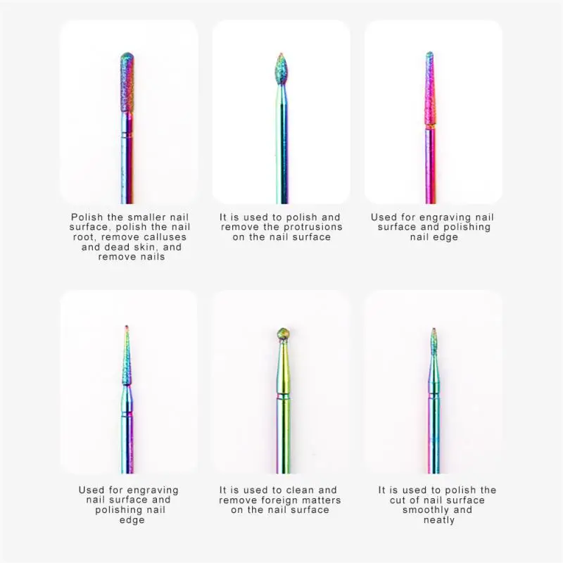 

30pcs Nail Drill Bits For Electric Drill Manicure Machine Accessory Rainbow Tungsten Carbide Steel Milling Cutter Nail Files