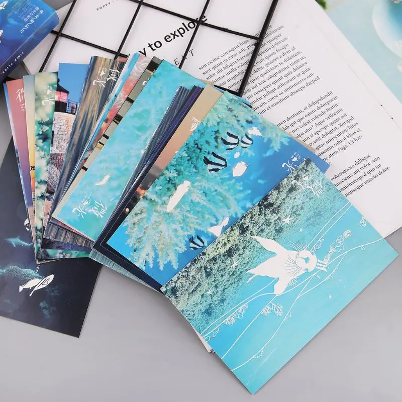 

2021 Hot Sale 30pcs Vintage Luminous Postcard Glow In The Dark Ocean Greeting Post Card Novelty Xmas Greeting Cards Gift