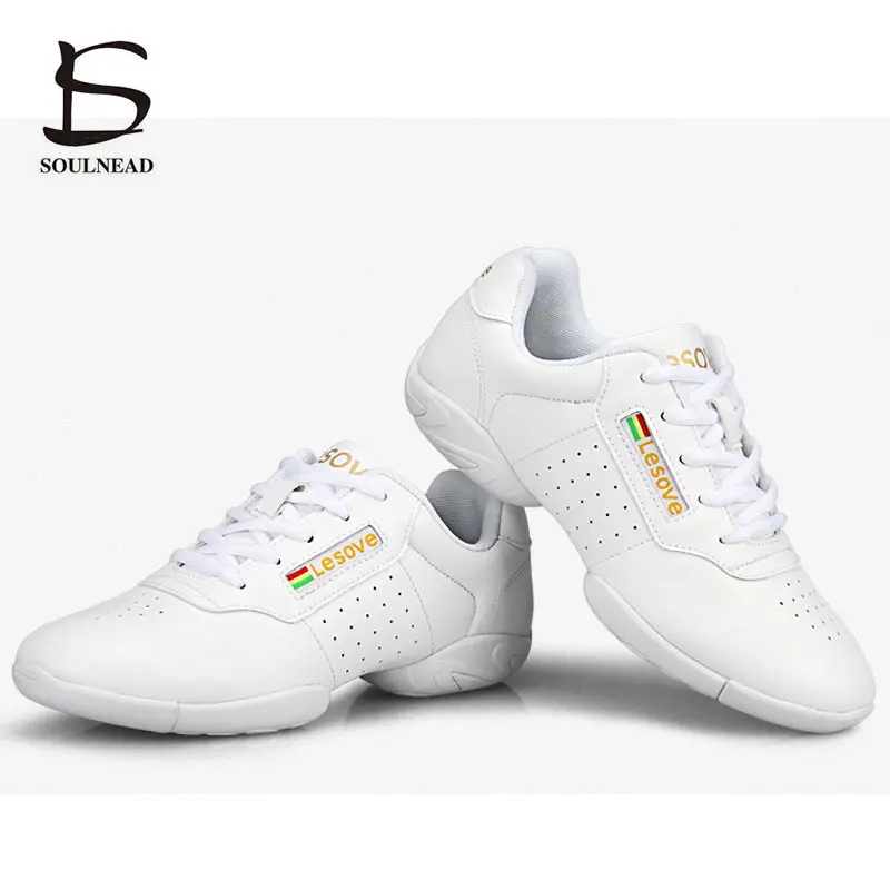 White Serobics Shoes Children Adult Fltness Gymnastics Sports Dance Shoes Jazz Shoes Cheerleading Shoes Woman Square Dance Shoes