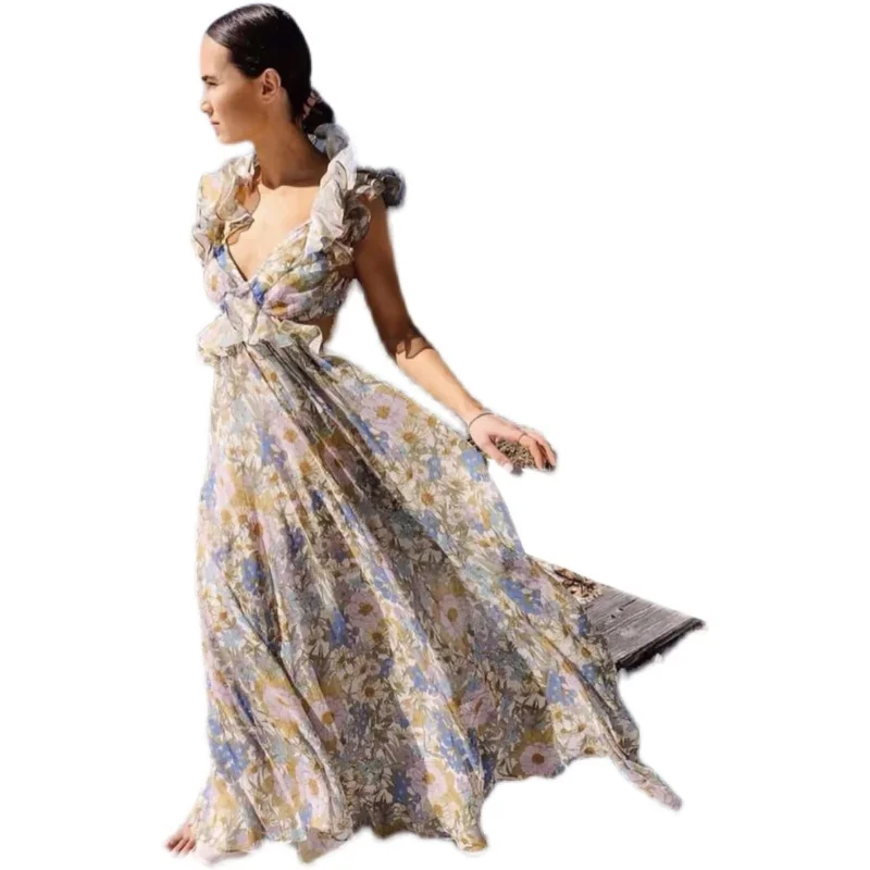 

Midi Dress Sexy Beach Sleeveless Sundress Women Vintage Embroidery Bohemian Summer Backless Party 2021 Runway Lace Boho Evening