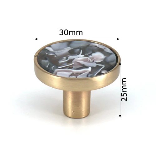 Round 30mm 1х круглые квадратные латунные ручки для кухонного шкафа, комод, шкаф, ручки для выдвижных ящиков, мебельные ручки Фурнитура, тянет одно отверстие - Цвет: Round 30mm