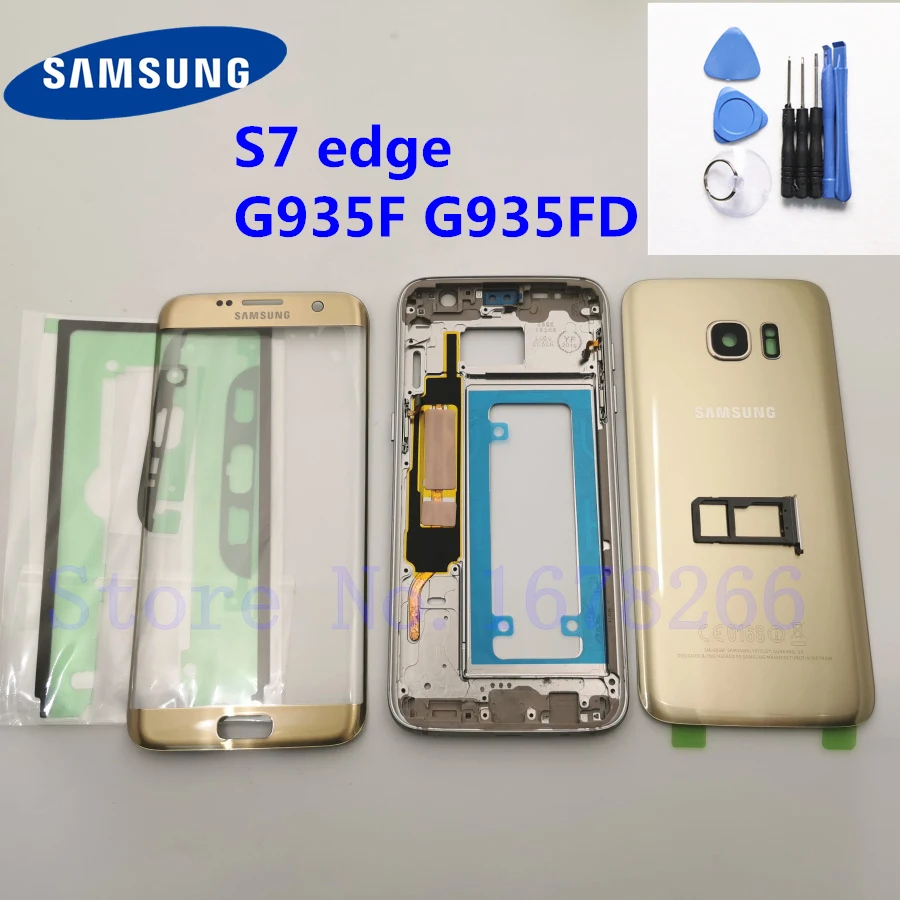 Задняя стеклянная крышка для аккумулятора SAMSUNG Galaxy S7 edge G935F G935FD полная задняя