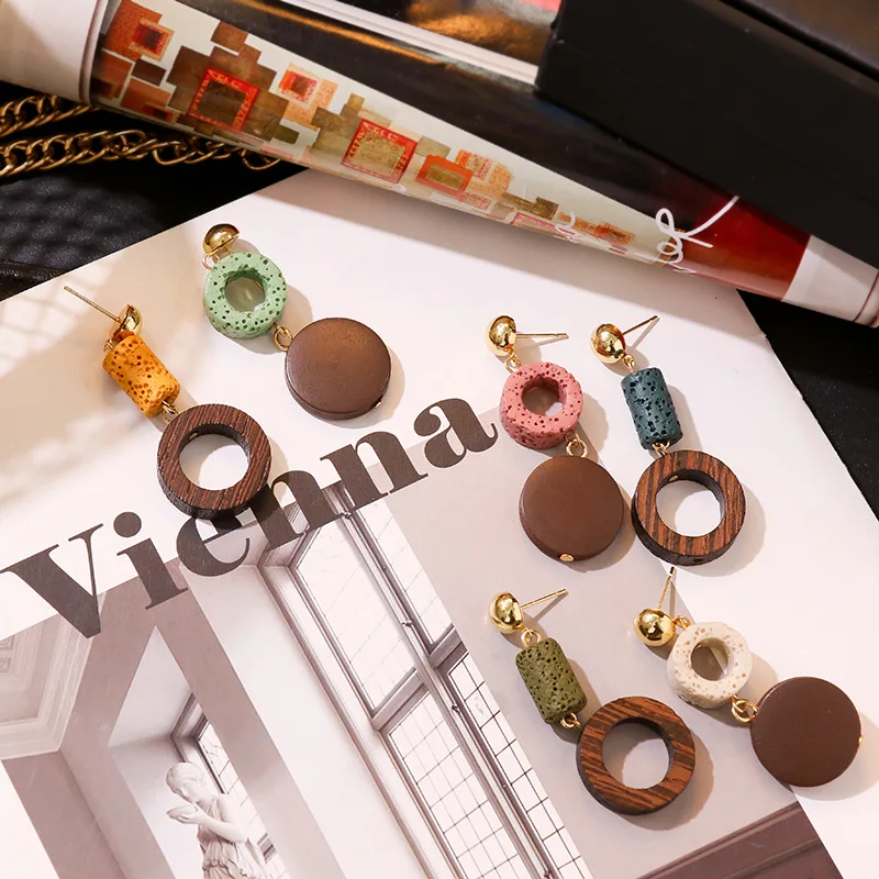 2019 Япония Корея новые винтажные красочные деревянные круглые асимметричные