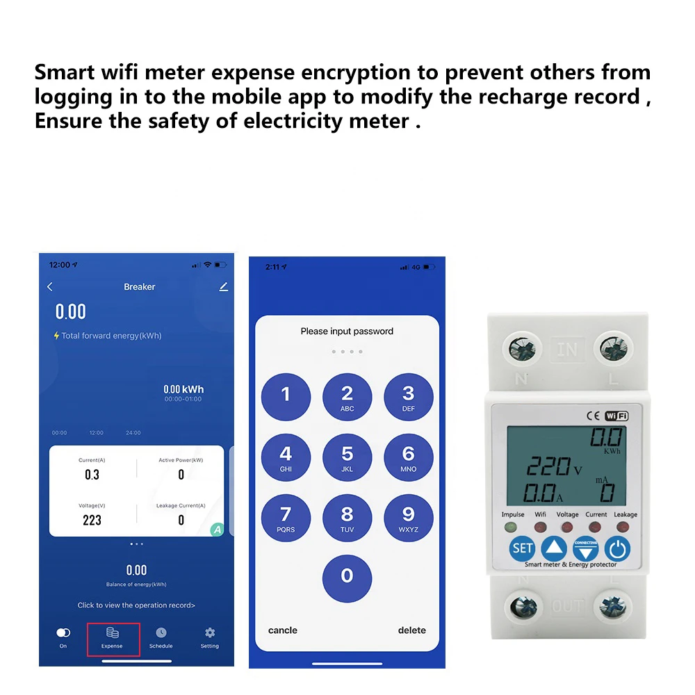 2P 63A TUYA APP WiFi Smart Circuit Earth Leakage Over Under Voltage Protector Relay Device Switch Breaker Energy Power kWh Meter |