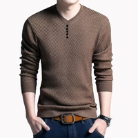 tfetters 2021 men sweater casual v neck pullover men spring autumn slim sweaters long sleeve mens sweater knitted shirt homme