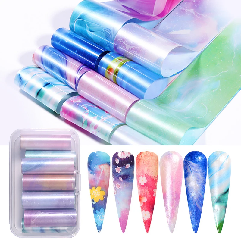 1 коробка градиентные серии наклейки из фольги для ногтей красочные смешанные