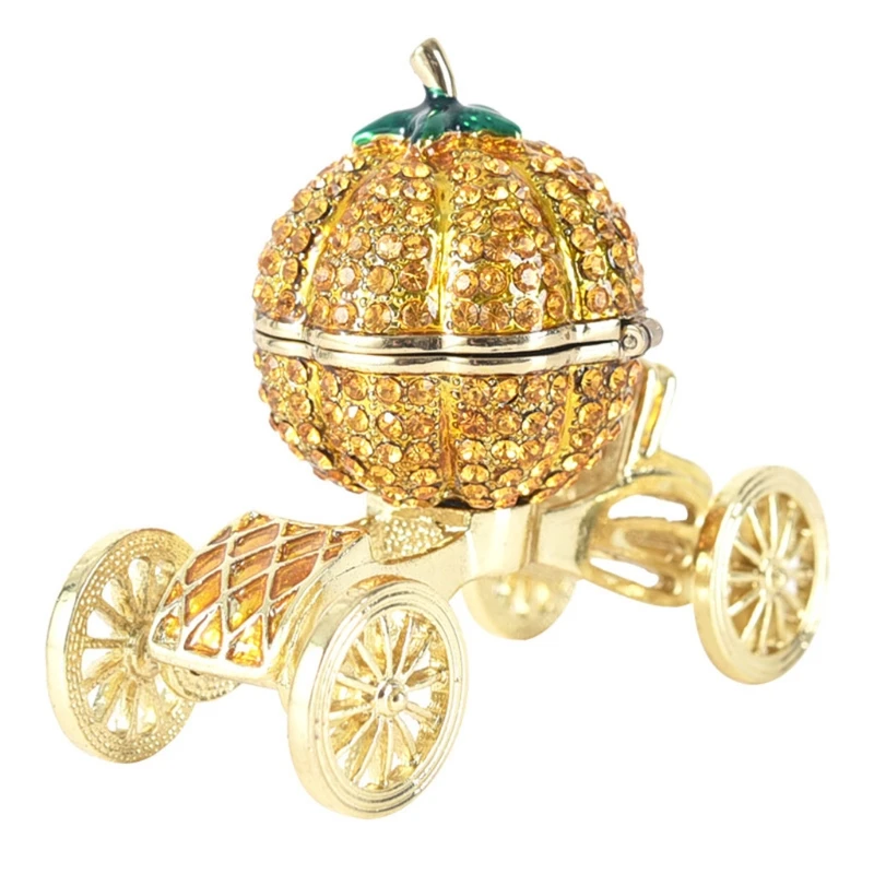 

MXME Pumpkin Carriage Series Enameled Trinket Organizer Hinged Decorative Collectible