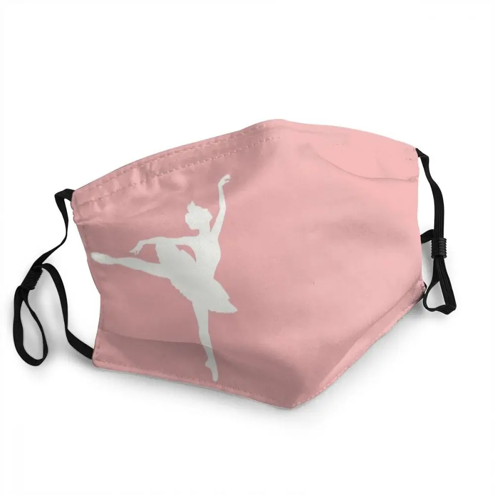 

Ballerina Non-Disposable Mouth Mask Fashion White On Pink Ballet Anti Haze Dustproof Protection Cover Respirator Mouth Muffle
