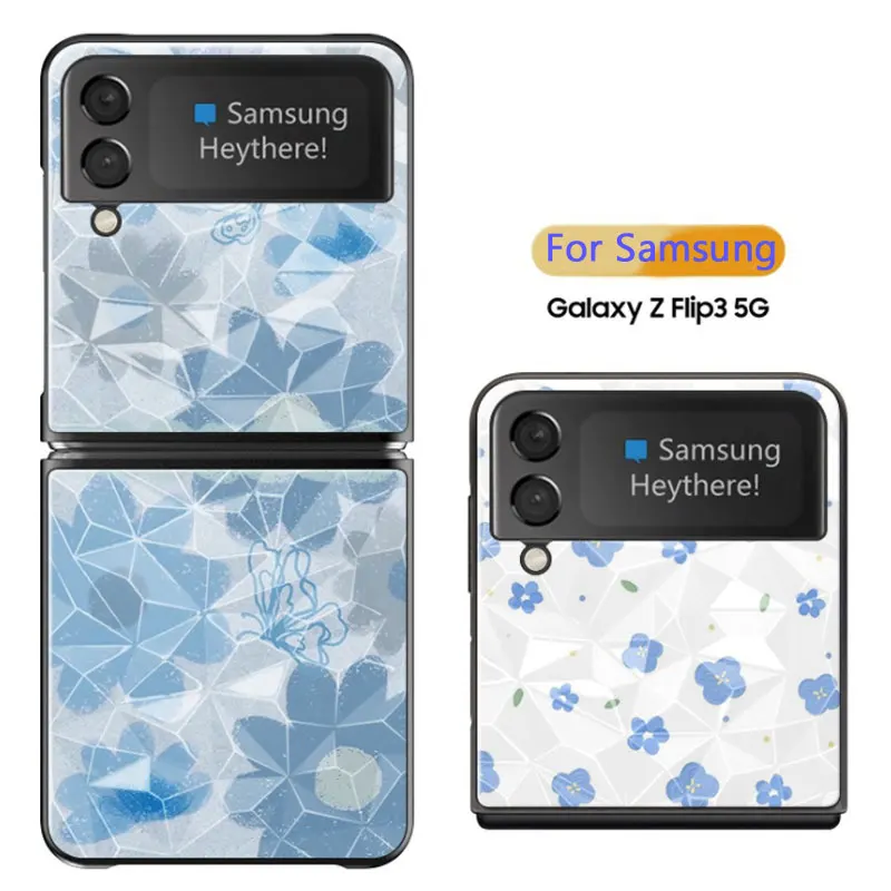 

Чехол-книжка для Samsung Galaxy Z, жесткий противоударный чехол для телефона с алмазной текстурой и цветочным рисунком для Samsung Z Flip3