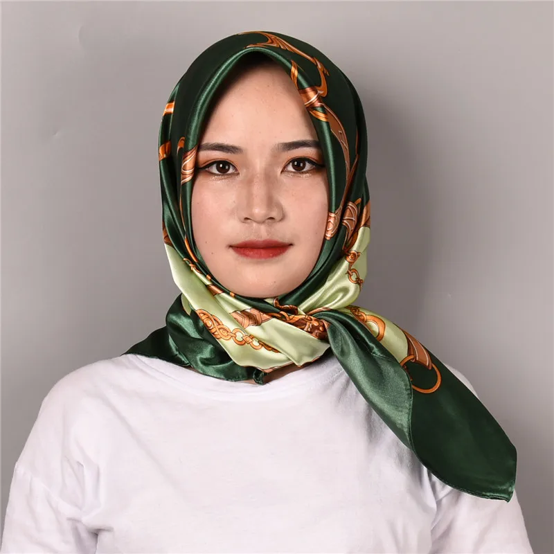 

Шелковый атласный шарф, роскошный брендовый модный платок, Шелковый Хиджаб, большие квадратные женские шарфы, шаль для женщин, платок 90*90 см