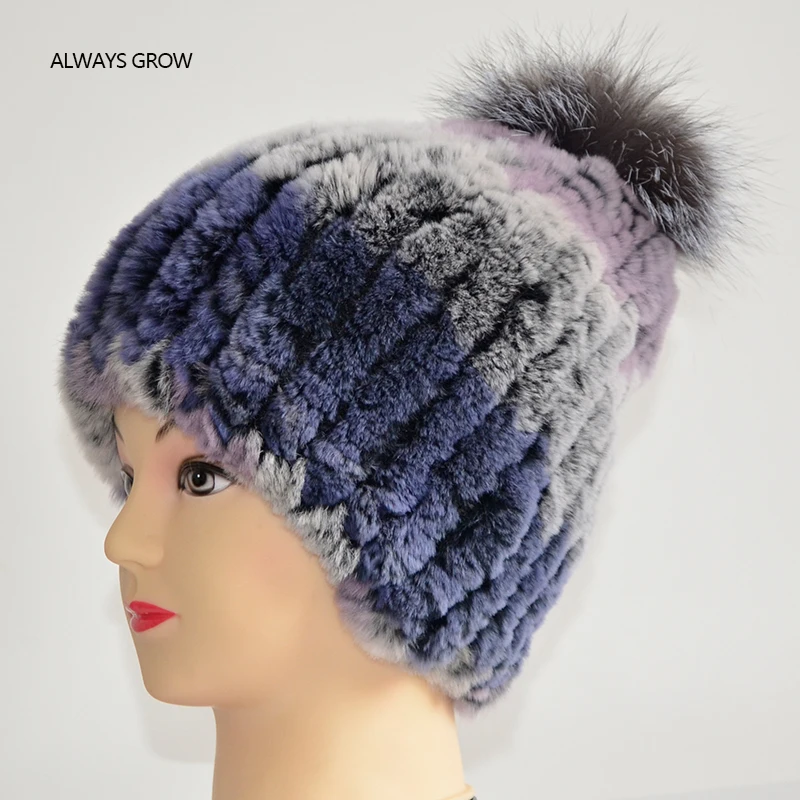 Зимняя теплая шапка из кроличьего меха удобная и мягкая С резинкой|Женские