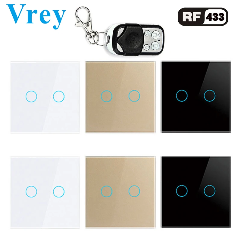 Умный сенсорный выключатель Vrey EU светильник с двумя выходами пульт