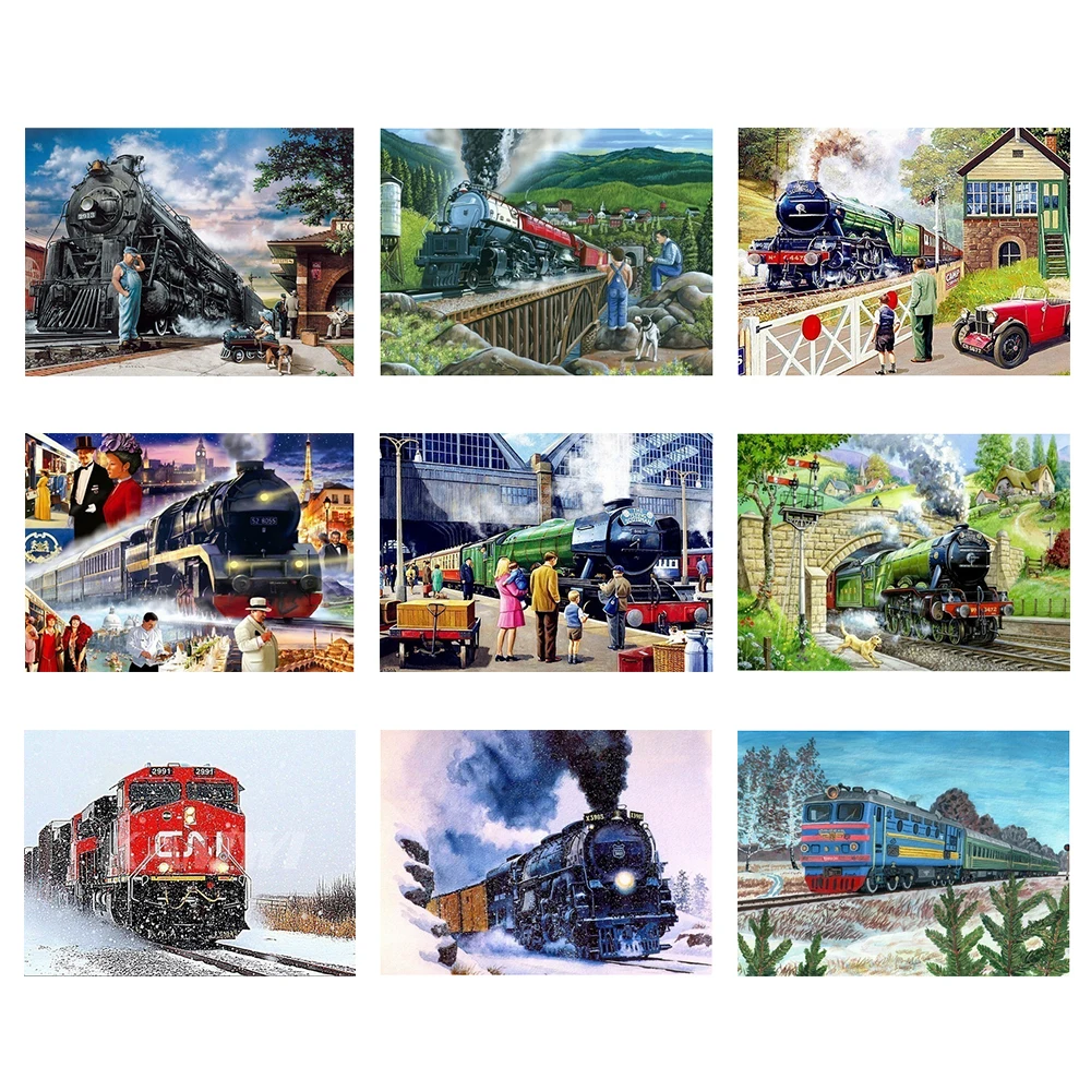 

5D Diy Diamond Painting Train Diamond Embroidery Landscape Painting Home Decoration Cross Stitch Mosaic Kit Home Decoration Gift