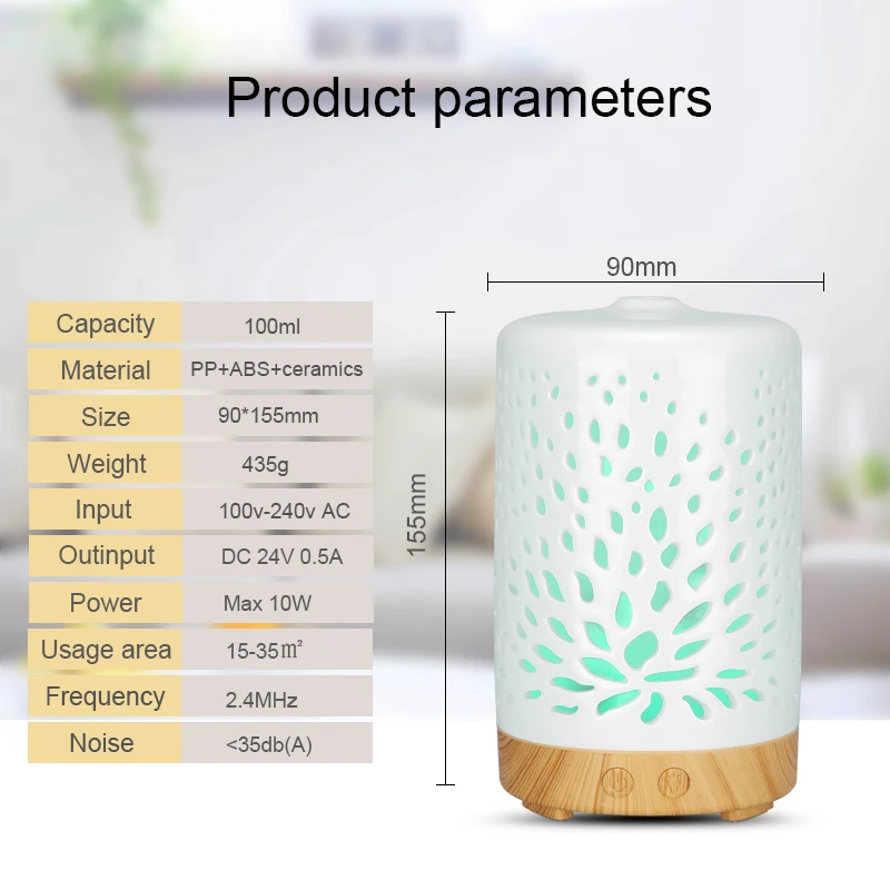 Ceramic Ultrasonic Aroma Diffuser Air Humidifier Purifier Atomizer Essential Oil with 7 Color Night Lights for Home | Дом и сад