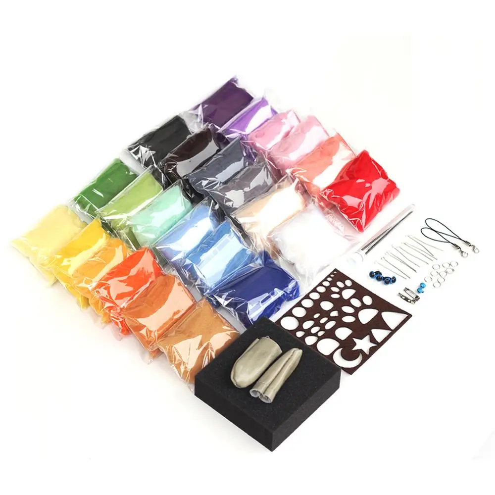 

Needle Felting Kits for Beginner 120g (24 Color x 5g) with Enough Accessories, Paper Instruction, Video Tutorial for Basic Skill