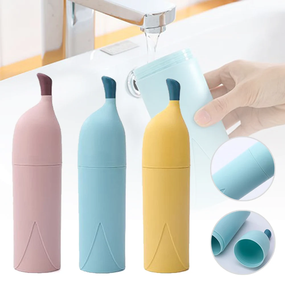 

Travel Toothbrush Carrying Case Banana Portable Toothbrush Toothpaste Container Dustproof Holder and Cup for Camping School