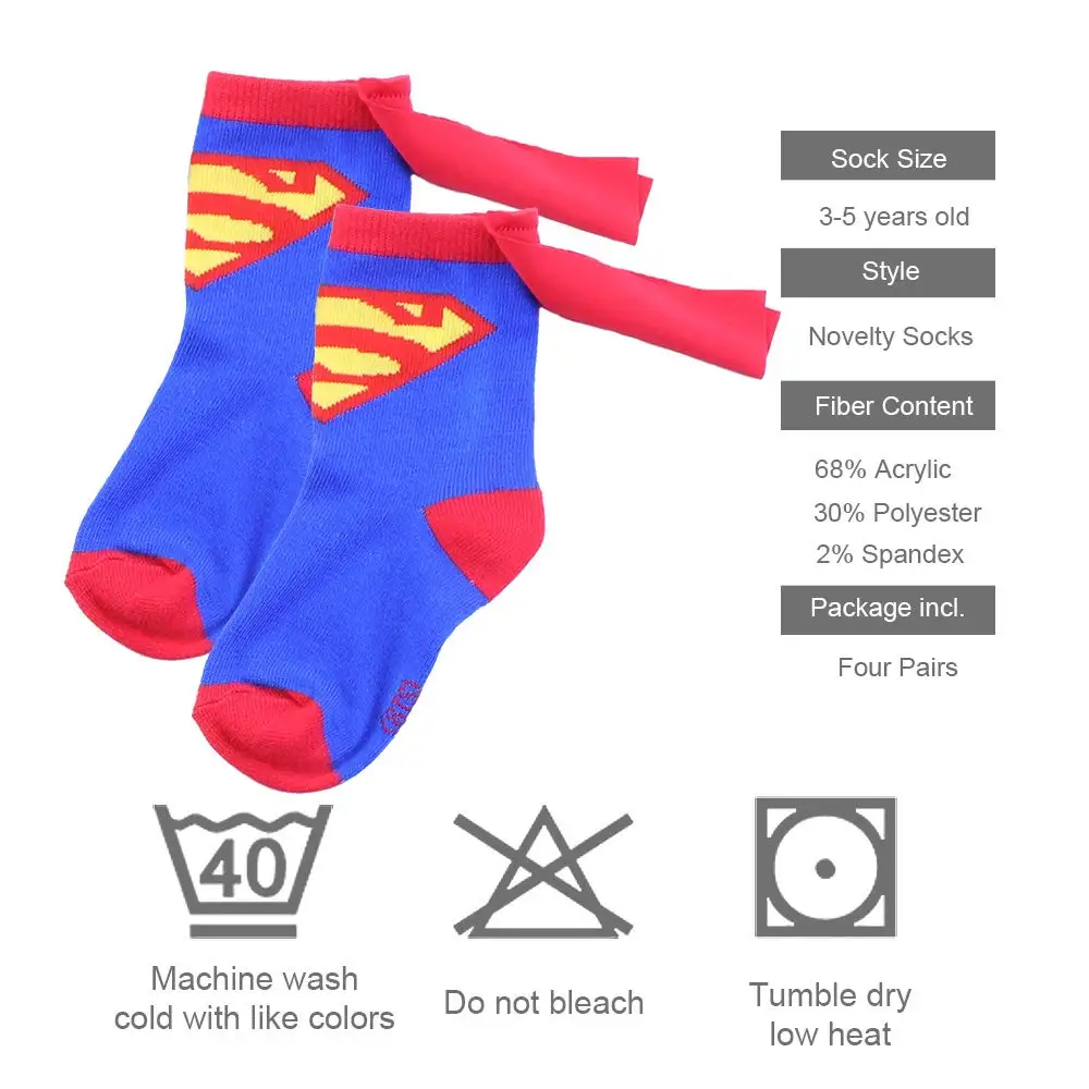 От 4 до 6 лет Детские носки с персонажами из мультфильмов Superman Spiderman Batman флэш