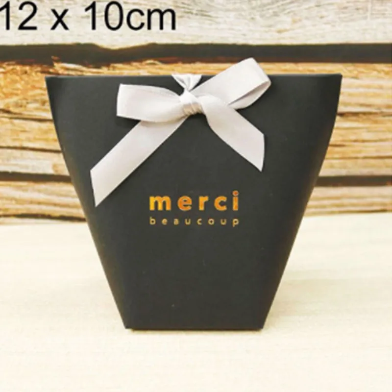 Merci 12x10cm 5 шт. Merci спасибо черный белый бронзированный мешок конфеты спасибо Свадебные сувениры Подарочная коробка посылка подарок на день рождения - Цвет: Merci 12x10cm