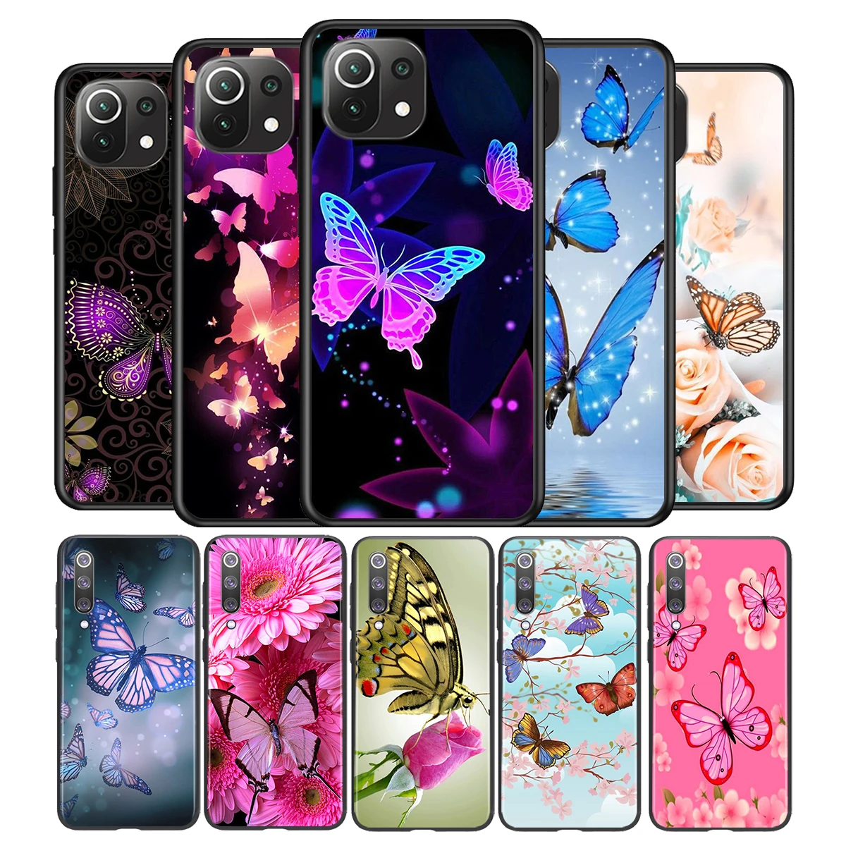 

Butterflies On Flowers Silicone Cover For Xiaomi Mi Note 11 11T 11i 10i 10T 10 9 9T 9 SE Lite Pro Ultra Phone Case