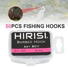 50 шт., крючки с бородкой из высокоуглеродистой нержавеющей стали