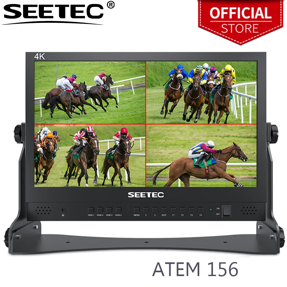 baratas Seetec Atem156 15.6 Polegada Transmissão Ao Vivo Monitor Diretor Com 4 SaÃda De Entrada Hdmi Quad Split Display Para Atem Mini
