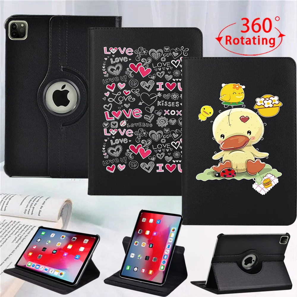 

For Apple IPad Air 4 10.9"/Air 1 2 9.7"/Air 3 10.5" - 360 Degree Rotating PU Leather Tablet Stand Cover Case Cute Print Pattern