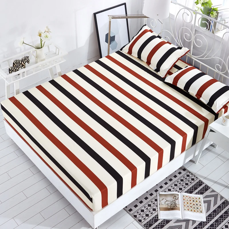 Модная натяжная простыня в темно красную клетку с принтом четырьмя углами и